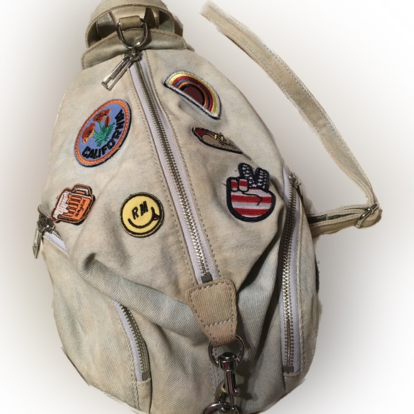 Rebecca Minkoff Denim Backpack with Cute Groovy Patches Small - Picture 14 of 16